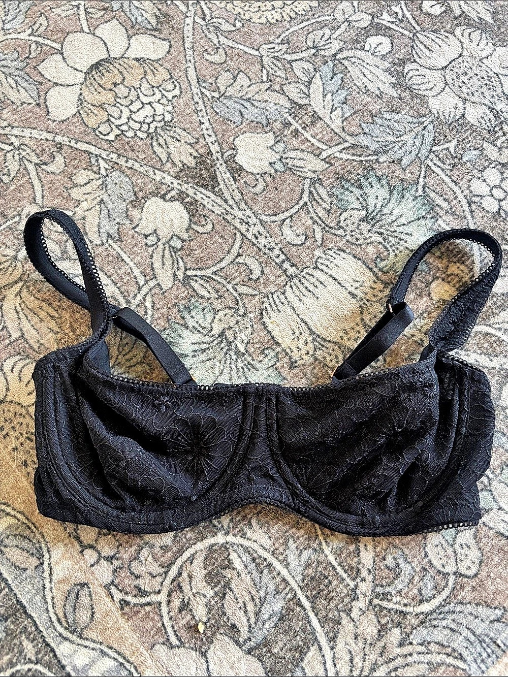 Aerie Real Good Black Lace Balconette Bra 34DD